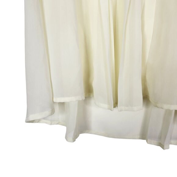 Anthropologie Top Womens XS Lemonade Pale Yellow LOVE SAM Pleated Lace‎ Cottage - Picture 4 of 8